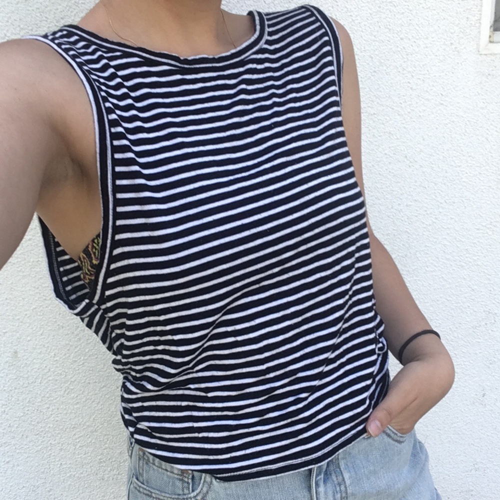 Stretchy soft striped muscle tank